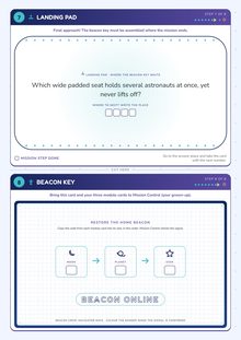 Sheet 7: the last two cards, the Landing Pad and the Beacon Key, ending at the gift