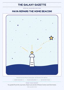 Sheet 8: the Galaxy Gazette finale with the Home Beacon lit again